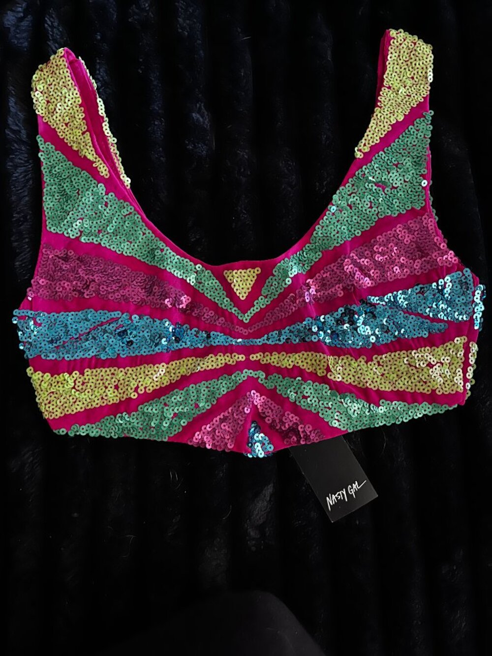 Nasty Gal Sequined Cropped Top
